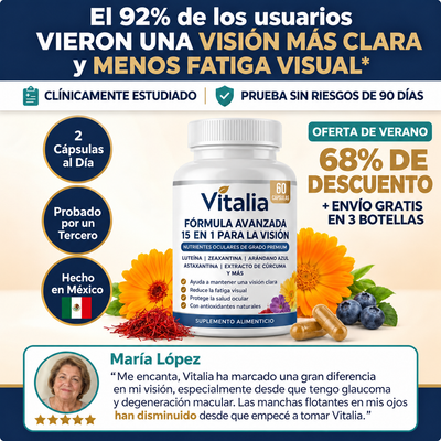 Vitalia® Visión 15 en 1 – Fórmula Avanzada para el Cuidado Ocular.
