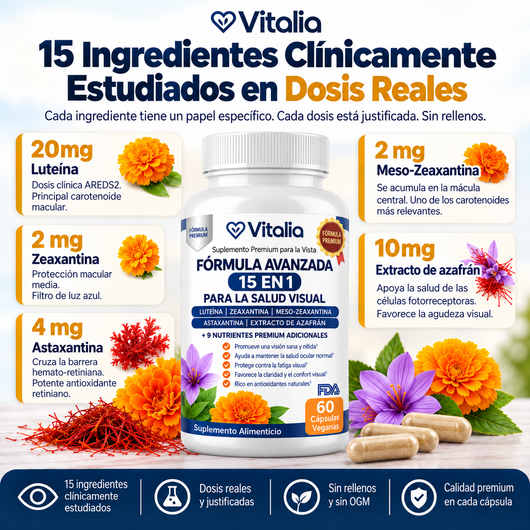 Vitalia® Visión 15 en 1 – Fórmula Avanzada para el Cuidado Ocular