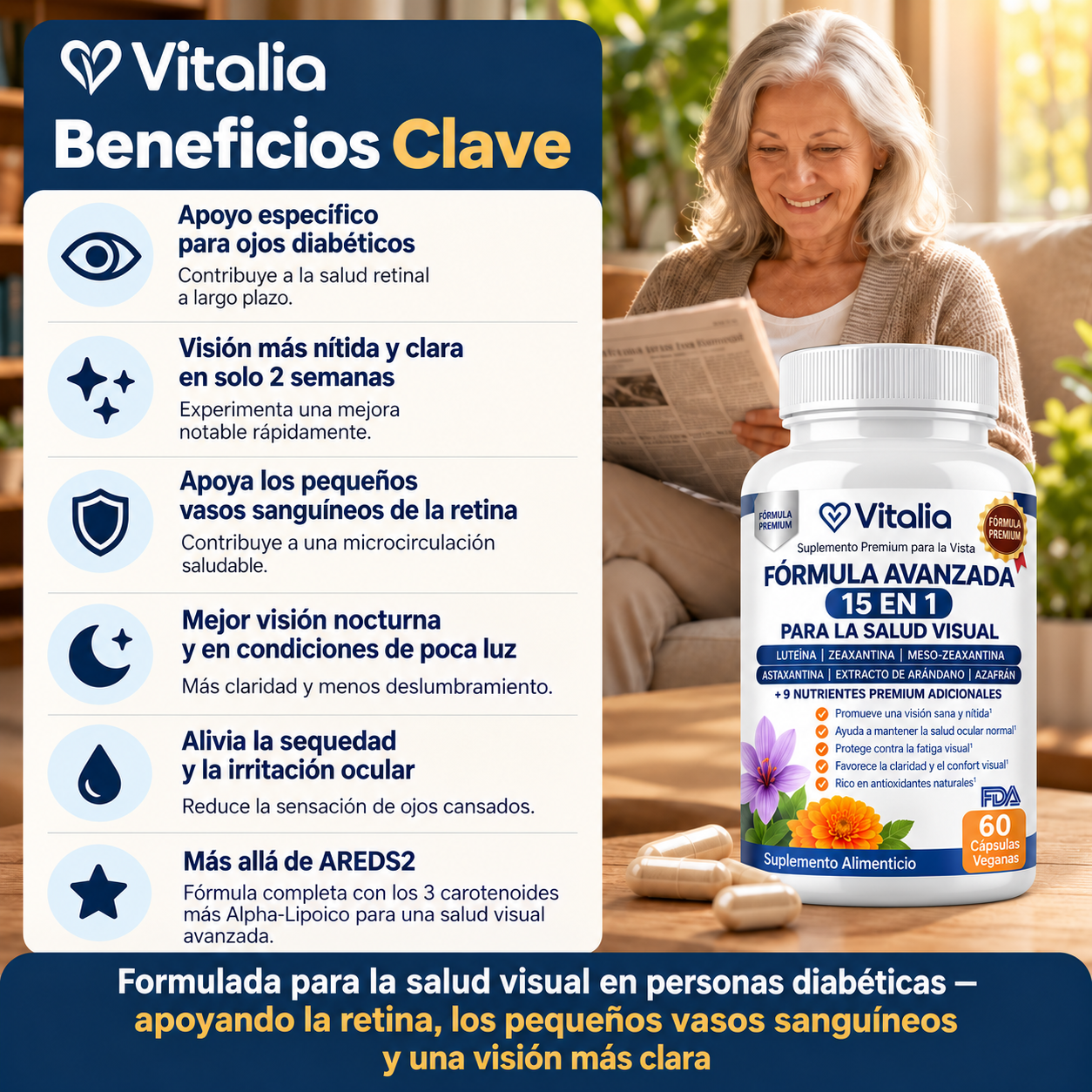 Vitalia® Visión 15 en 1 – Fórmula Avanzada para el Cuidado Ocular